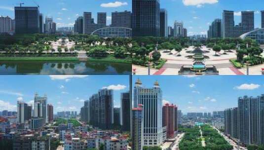 广西玉林城市风光航拍云天文化城高清在线视频素材下载