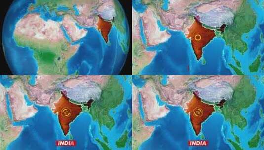 缩放地球印度地图高清在线视频素材下载