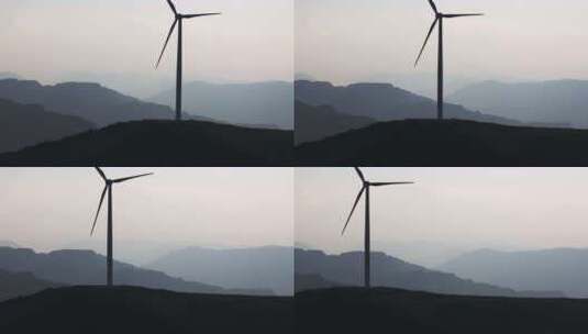 贵州高原日落时的风力发电风景风光高清在线视频素材下载
