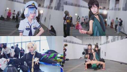 漫展同人展游戏展cosplay高清在线视频素材下载