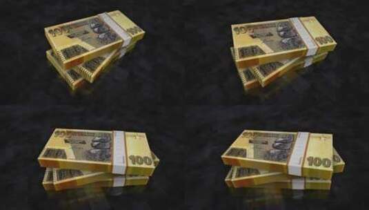 津巴布韦元钞票堆包高清在线视频素材下载