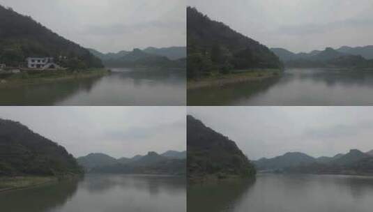 皖南新安江山水画廊古村落航拍高清在线视频素材下载