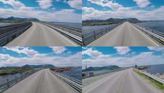 在挪威的道路上驾驶汽车大西洋路或大西洋路高清在线视频素材下载