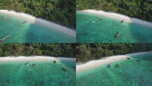 泰国甲米皮皮岛猴子海滩鸟瞰图高清在线视频素材下载