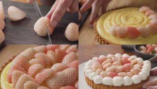 草莓蛋糕制作高清在线视频素材下载