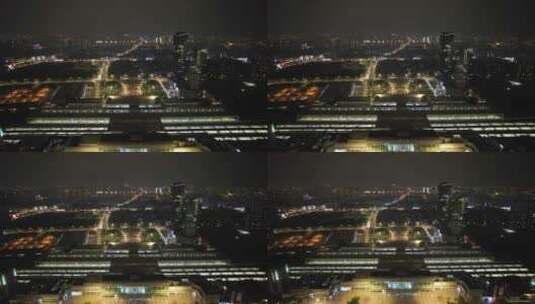 江苏常州城市夜景灯光航拍高清在线视频素材下载