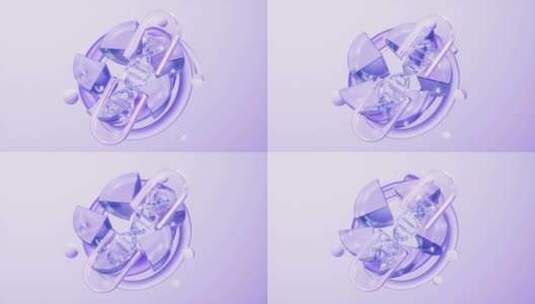 医药胶囊与紫色透明玻璃背景三维渲染高清在线视频素材下载