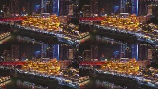 夜游重庆洪崖洞：打卡网红景点高清在线视频素材下载