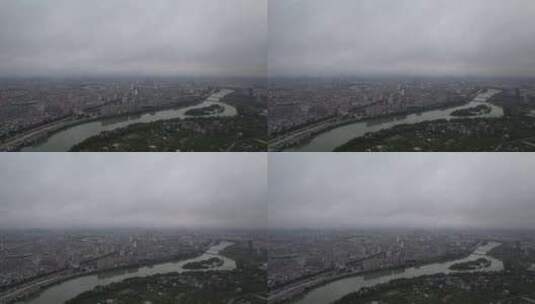 阴雨天的河流航拍高清在线视频素材下载