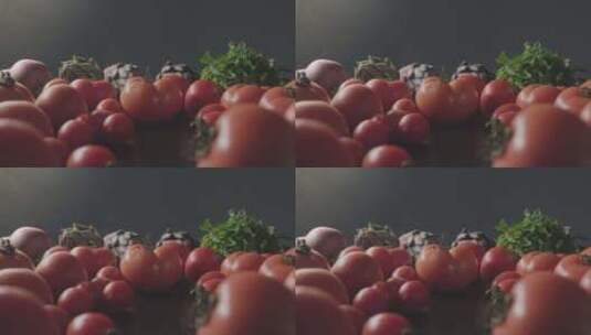 柜台上的西红柿和蔬菜高清在线视频素材下载