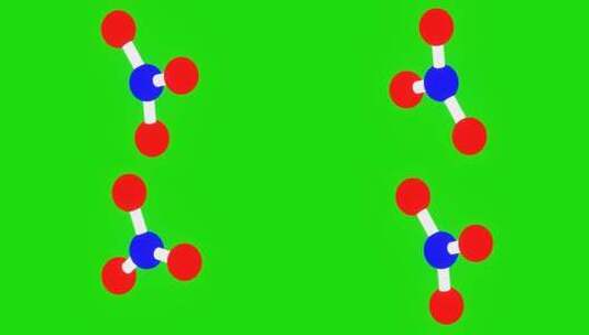 具有三个分支和绿屏的分子的3d动画高清在线视频素材下载