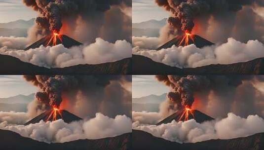 火山喷发壮观景象高清在线视频素材下载