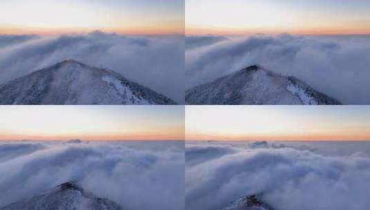 临安太子尖雪山云海壮丽风光高清在线视频素材下载