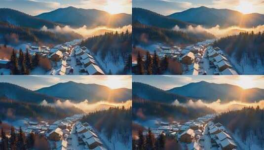 「有版权」航拍中国雪乡4K高清在线视频素材下载