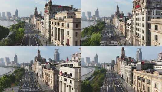 上海外滩建筑与街道景观高清在线视频素材下载