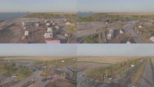 海边露营地帐篷全景高清在线视频素材下载
