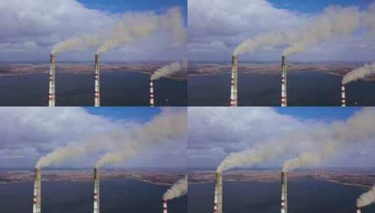 工业大气污染烟囱高清在线视频素材下载