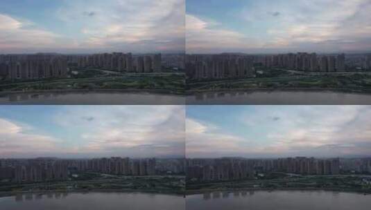 福建泉州晋江晚霞日落航拍高清在线视频素材下载