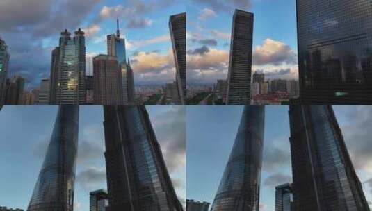 航拍上海晚霞城市风光高清在线视频素材下载