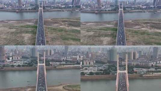 赣江八一大桥航拍高清在线视频素材下载