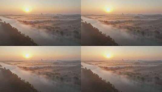 上海地标 城堡 郊区晨雾 上海晨雾 自然高清在线视频素材下载