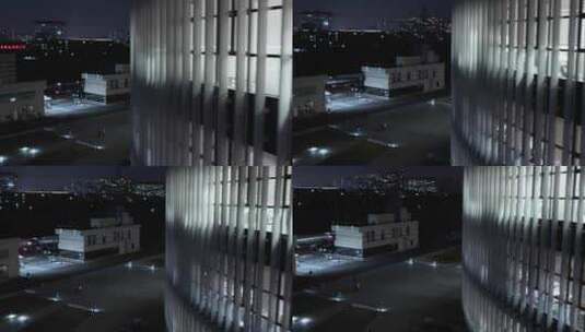 【高清6K】建筑内透夜景航拍高清在线视频素材下载