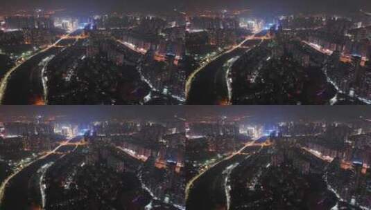 广西南宁青秀区夜景航拍高清在线视频素材下载