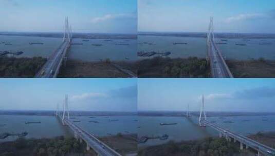 南京八卦洲长江大桥航拍高清在线视频素材下载
