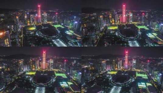 广州_中信大厦_城市地标_航拍夜景高清在线视频素材下载