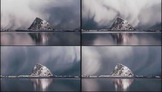 延时拍摄湖面空境雪山倒影高清在线视频素材下载