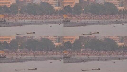 晚上的孟买城市海滩乔帕蒂高清在线视频素材下载