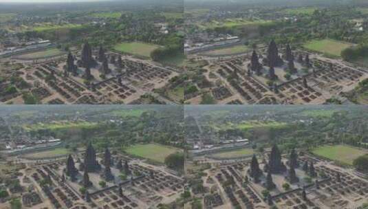 印尼爪哇岛日惹普兰班南神庙古建筑航拍风光高清在线视频素材下载