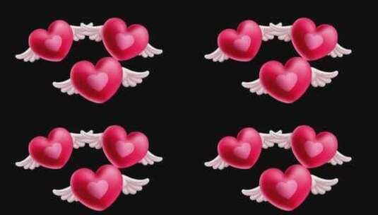 情人节快乐问候文字有心气球飞行动画高清在线视频素材下载