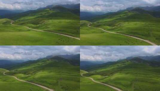 绿色山谷的鸟瞰图高清在线视频素材下载