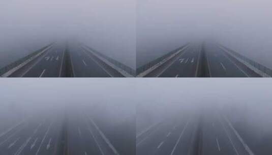 浓雾天气高速公路高清在线视频素材下载