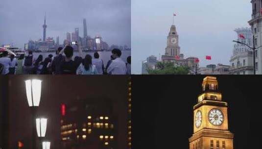 上海外滩灯光夜景高清在线视频素材下载