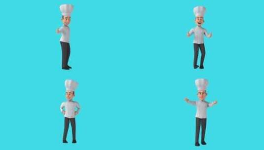 有趣的3D卡通厨师，拇指上下（包括alp高清在线视频素材下载