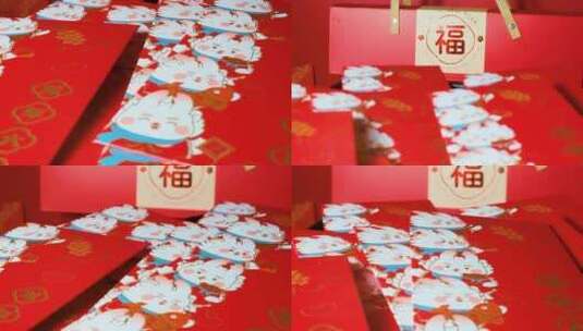 龙年过年新年红包特写春节节日喜庆高清在线视频素材下载