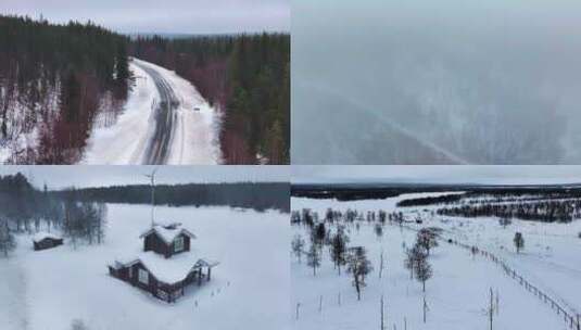4K航拍北欧芬兰最美雪景风光高清在线视频素材下载