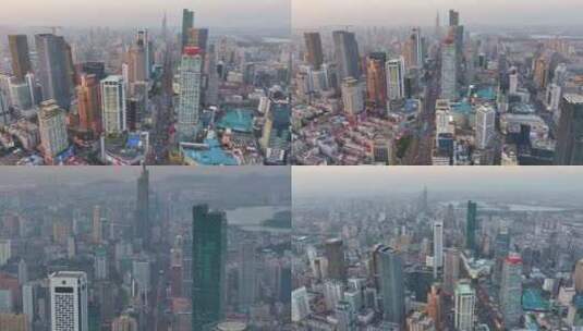 南京市新街口航拍高楼大厦城市摩天大楼江苏高清在线视频素材下载