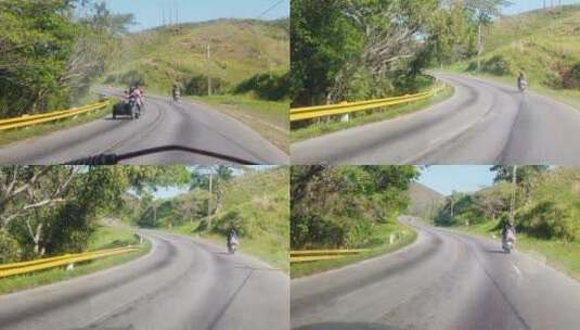 古巴圣克拉拉街道人文摩托车地拍高清在线视频素材下载