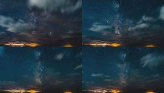 云层上的银河系高清在线视频素材下载