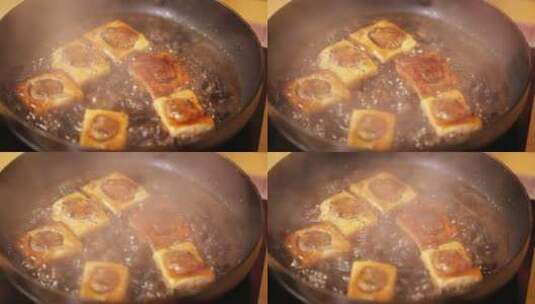平底锅制作豆腐盒子 (6)高清在线视频素材下载