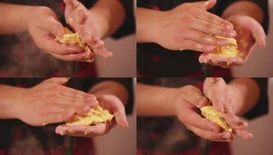 厨师示范玉米面贴饼子 (6)高清在线视频素材下载