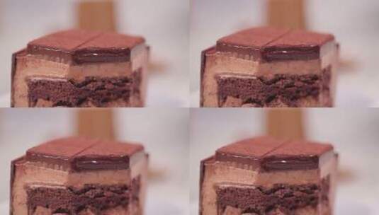 切开的提拉米苏蛋糕甜品高清在线视频素材下载