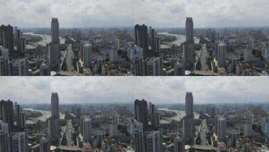 广西南宁朝阳路商业圈高楼建筑航拍高清在线视频素材下载