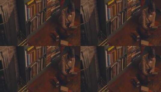 女人在图书馆看书高清在线视频素材下载