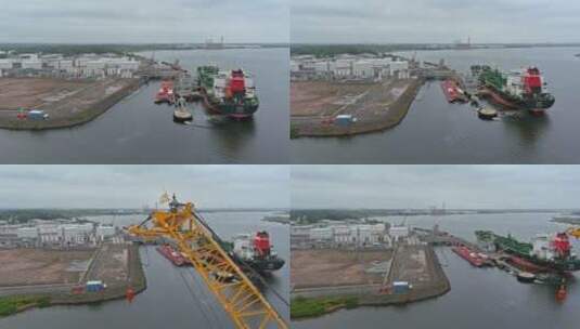 原油船在港口码头高清在线视频素材下载