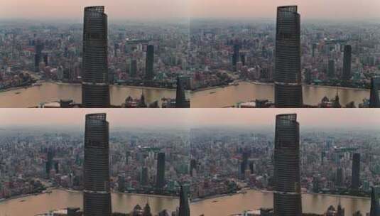 4K中景上海陆家嘴上海中心航拍环绕01高清在线视频素材下载