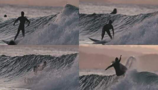 冲浪爱好者在海上冲浪高清在线视频素材下载